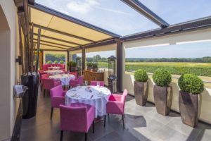 Outdoor Dining Canopy Overlooking Fields