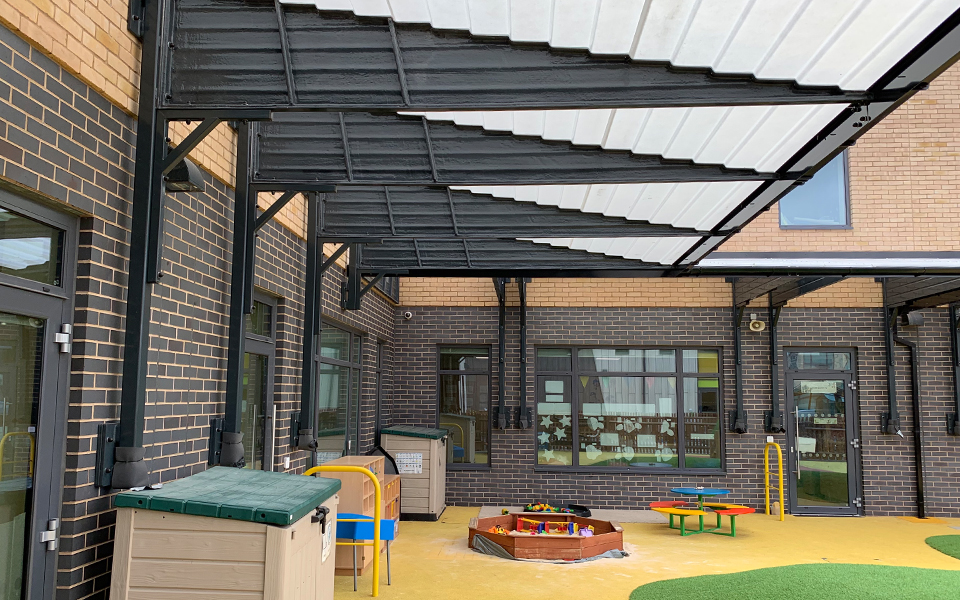 large black play area canopy