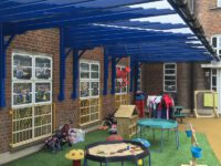 blue play area shelter