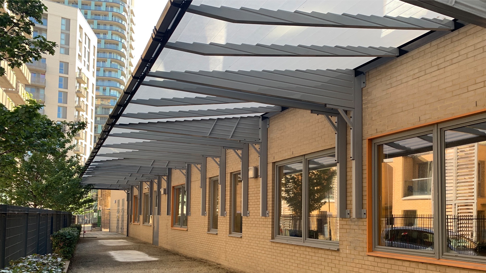  Wall  Mounted  Walkway Canopy  Systems Canopies UK