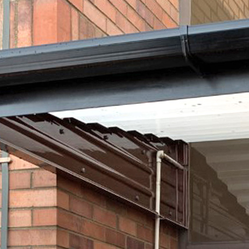 close up of canopy with guttering