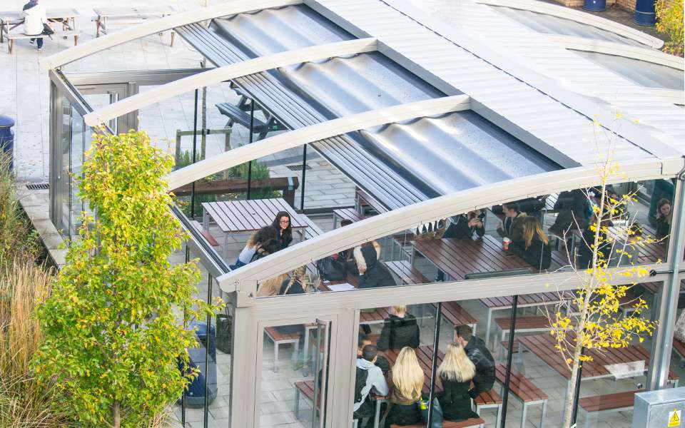 Outdoor Dining Area Canopy For High School With Automatic Roof System