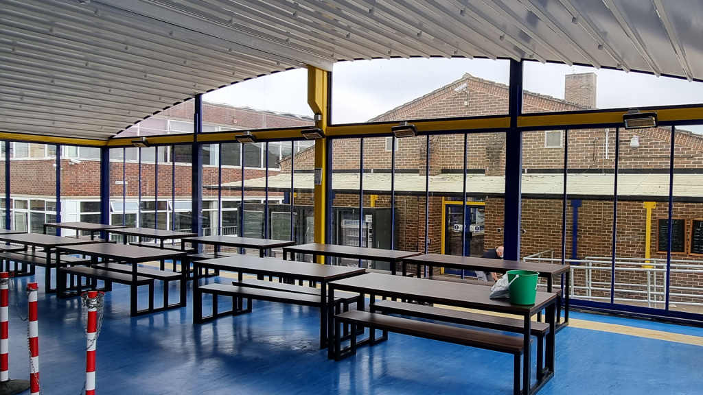 Enclosed school dining canopy