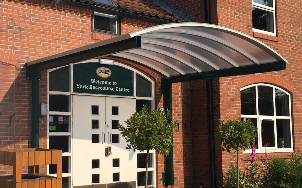 A entrance shelter covering the entrance to York Racecourse